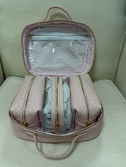 LUXE TRVL Cosmetic Toiletry Case - WOVEN SHELL pink