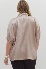 Entro Champagne  V-Neck Collar Shirt (Plus Size)