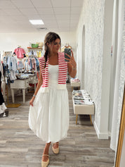 Make A Statement White Bubble Midi Skirt