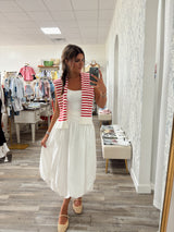 Make A Statement White Bubble Midi Skirt