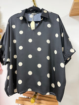 Black polka dot top