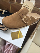 Corky’s distracted faux suede clog