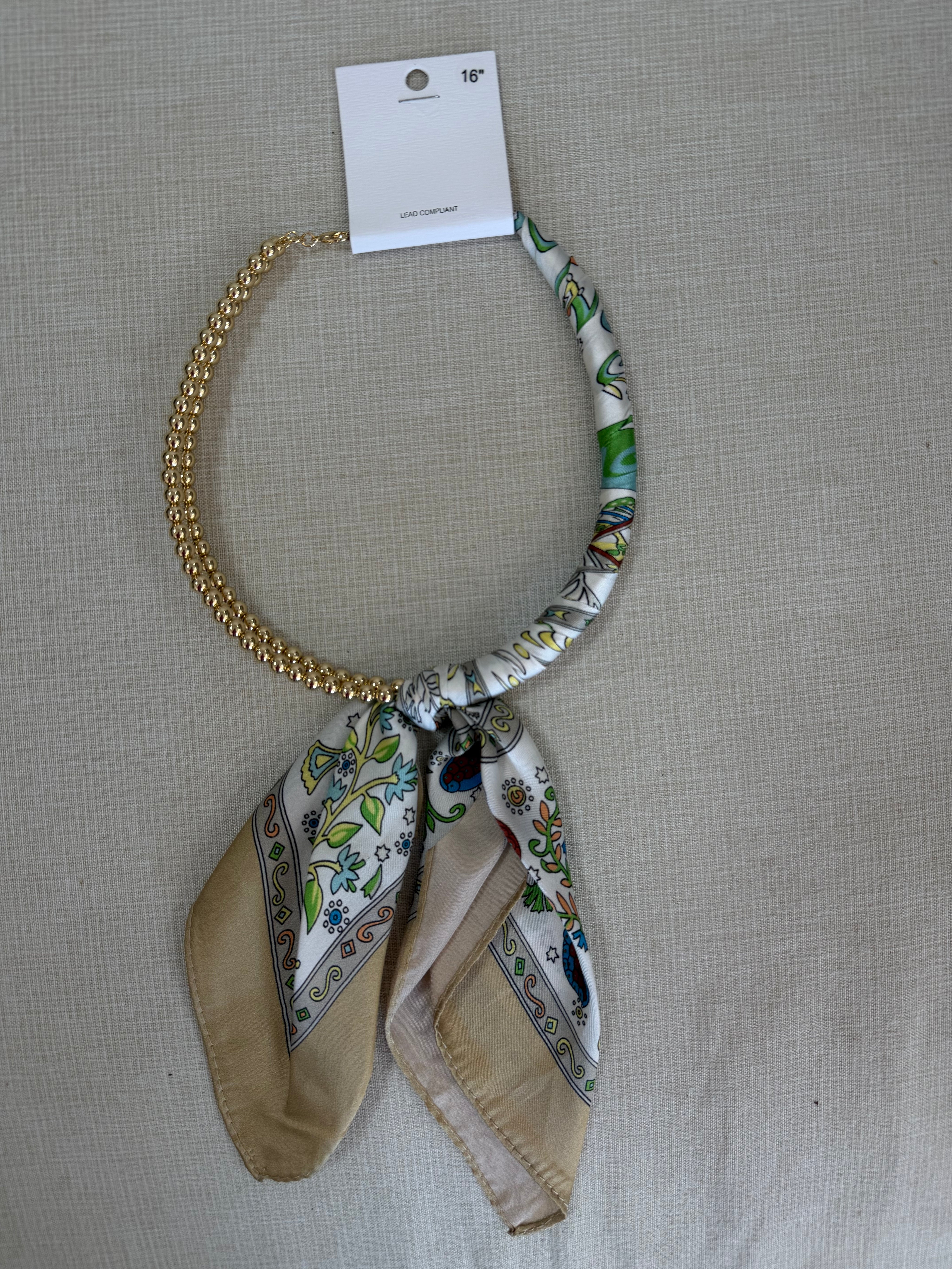 Silk Scarf Wrapped Collar Necklace