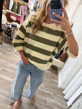Olive stripe top