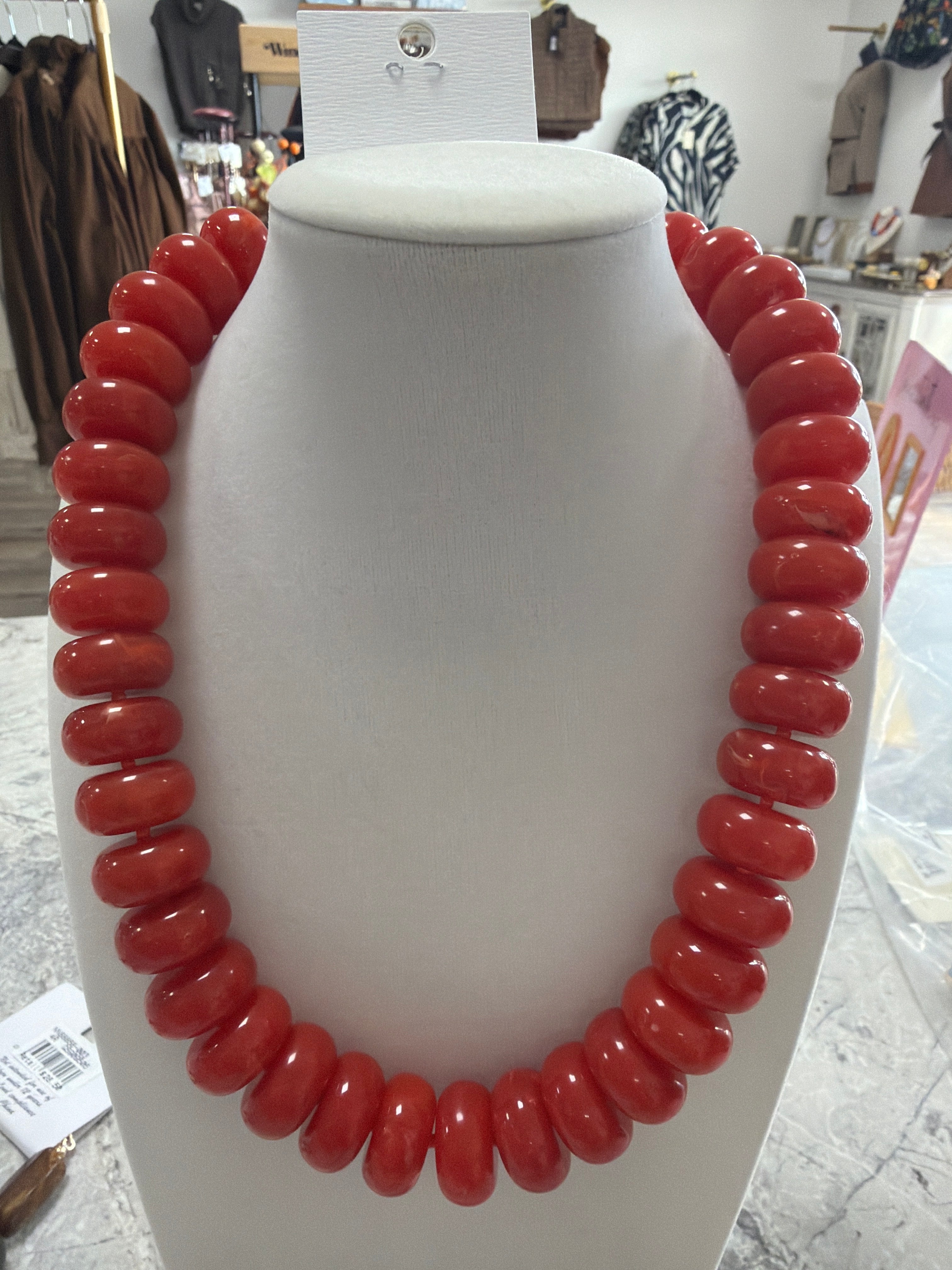 Marble Rondelle Bead  Necklace