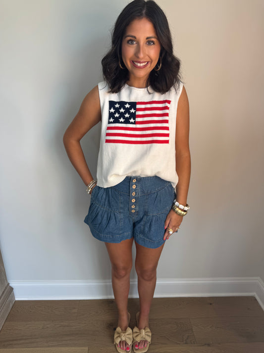 Mineral Washed Denim Shorts