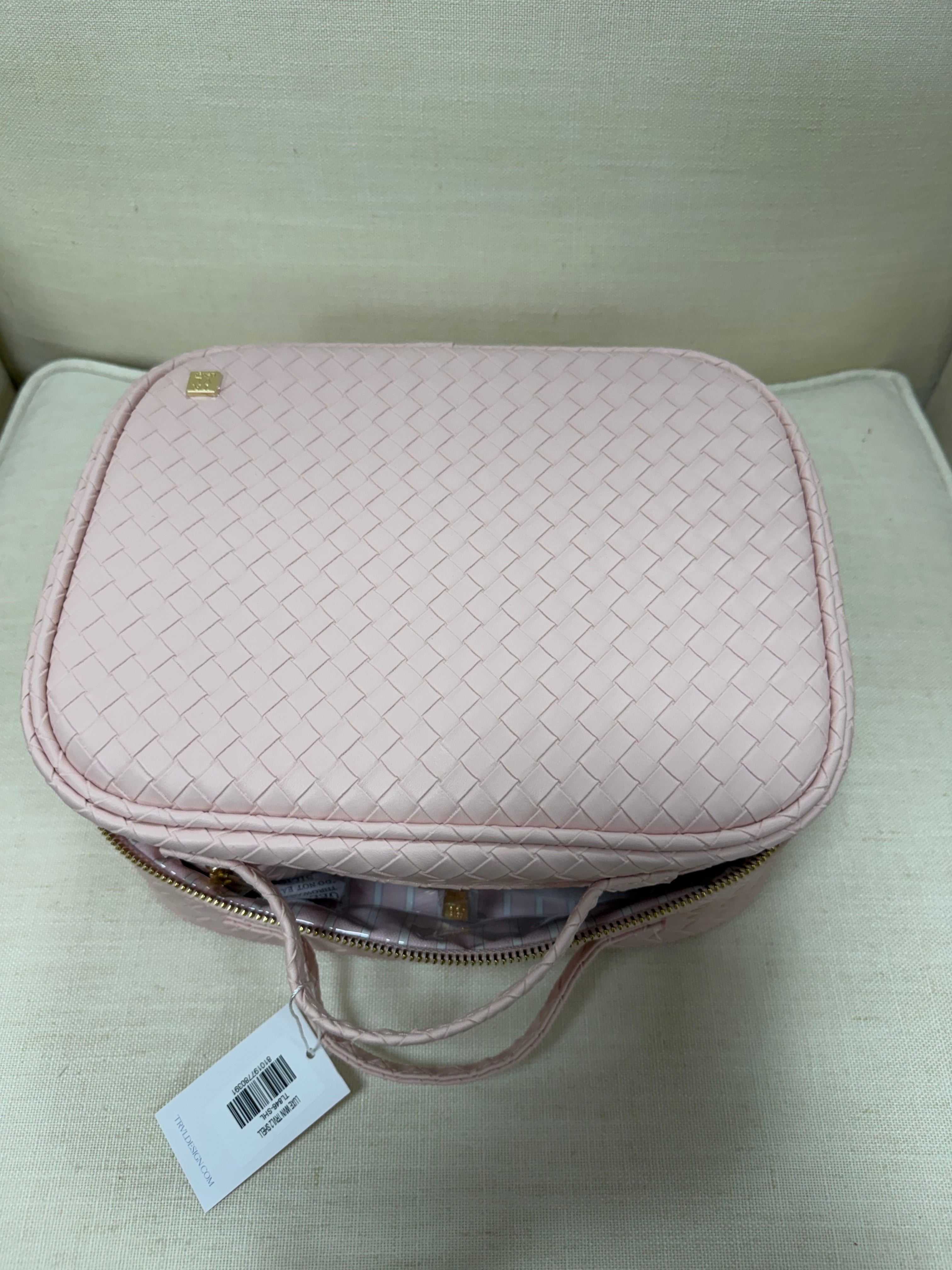LUXE TRVL Cosmetic Toiletry Case - WOVEN SHELL pink