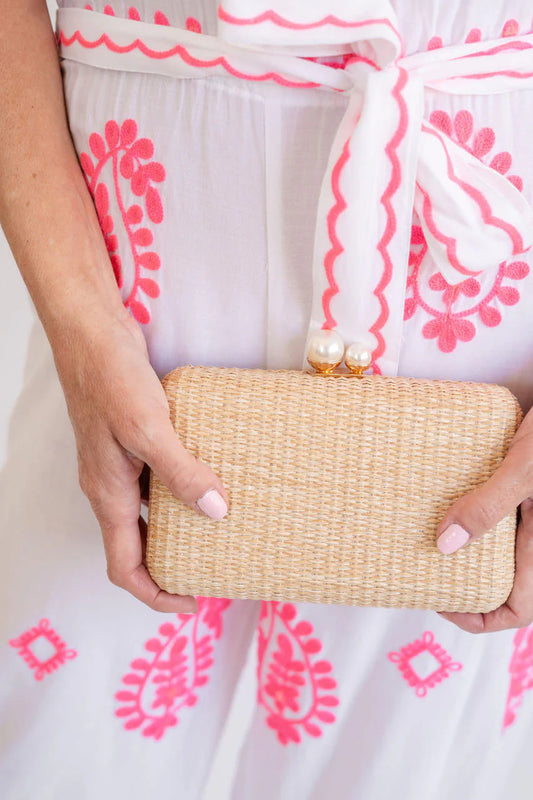 Lisi Lerch - Mimi Pearl Top Straw Clutch