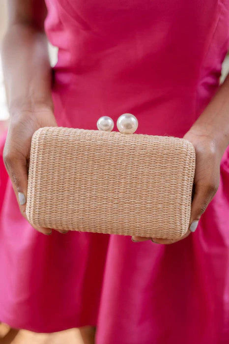 Lisi Lerch - Mimi Pearl Top Straw Clutch