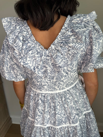 The Madeline Blue Print Mini Dress