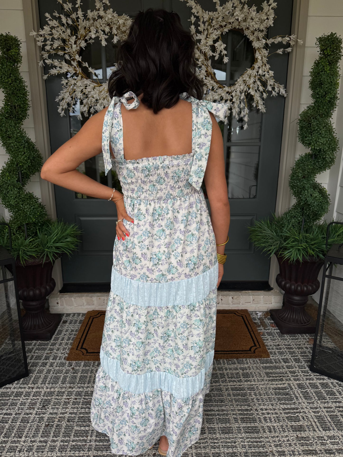 Lillian Blue Floral Maxi Dress