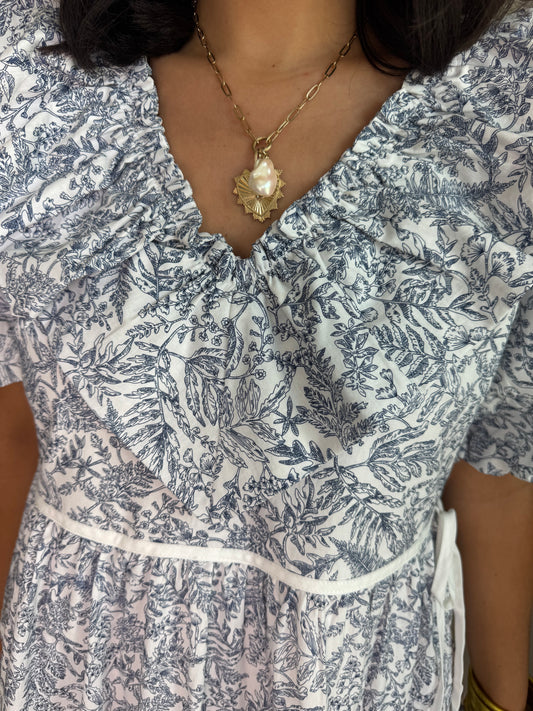 The Madeline Blue Print Mini Dress