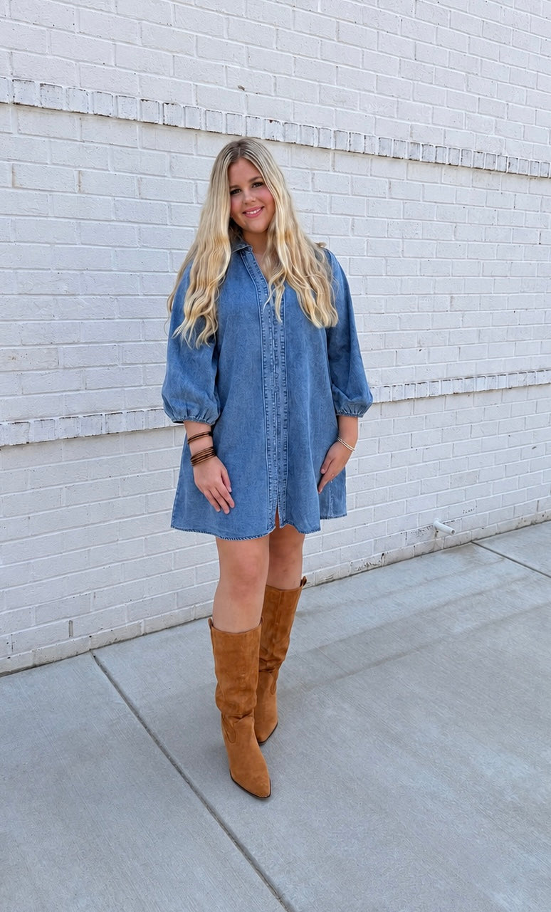 Denim long sleeve dress