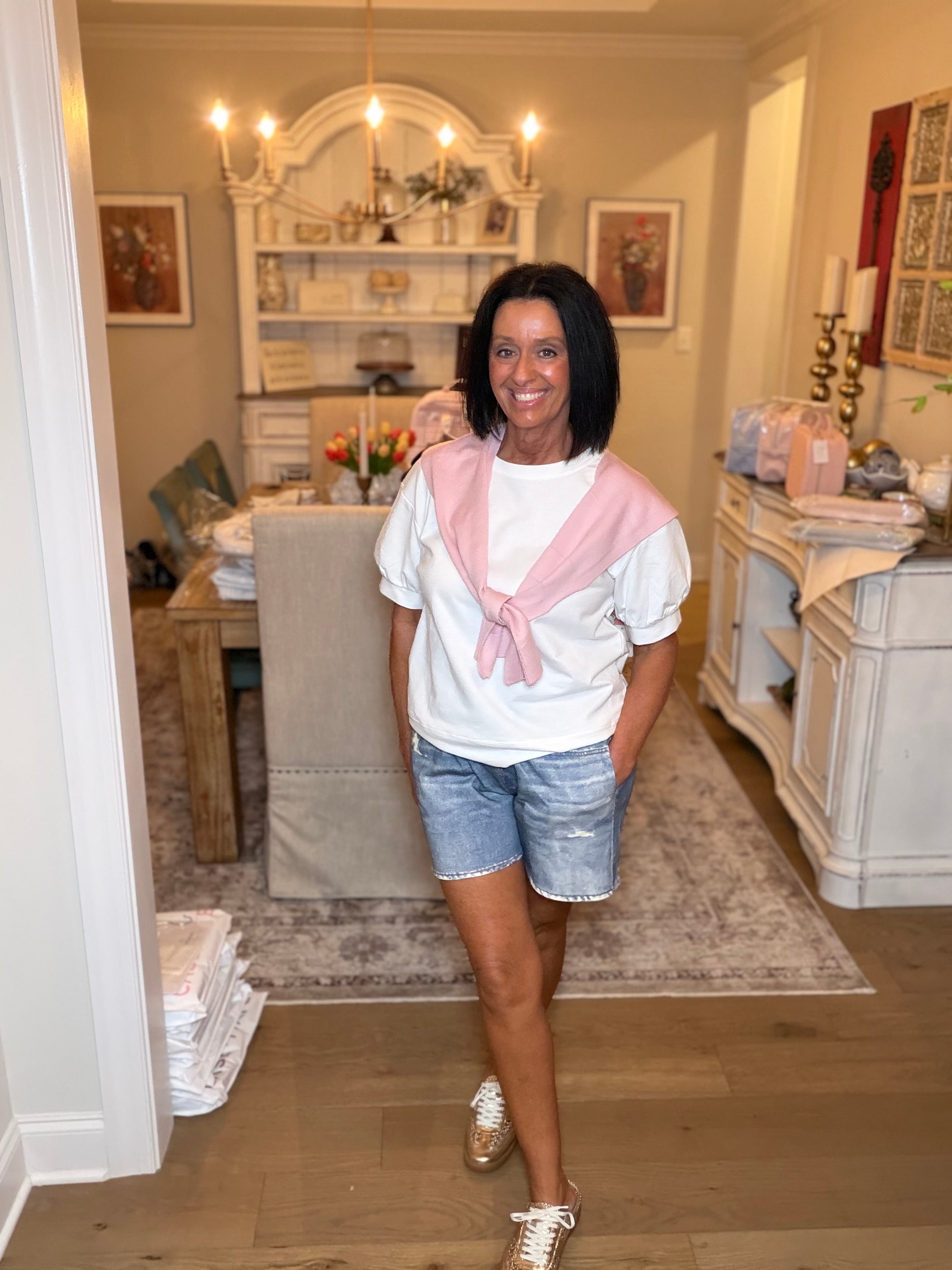 Denim like terry shorts