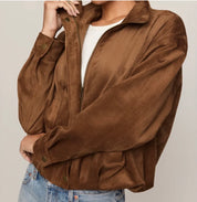 Z Supply Corin Bubble Hem Saddle Sued Jacket