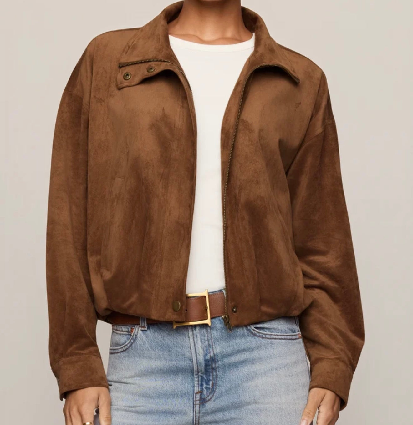 Z Supply Corin Bubble Hem Saddle Sued Jacket