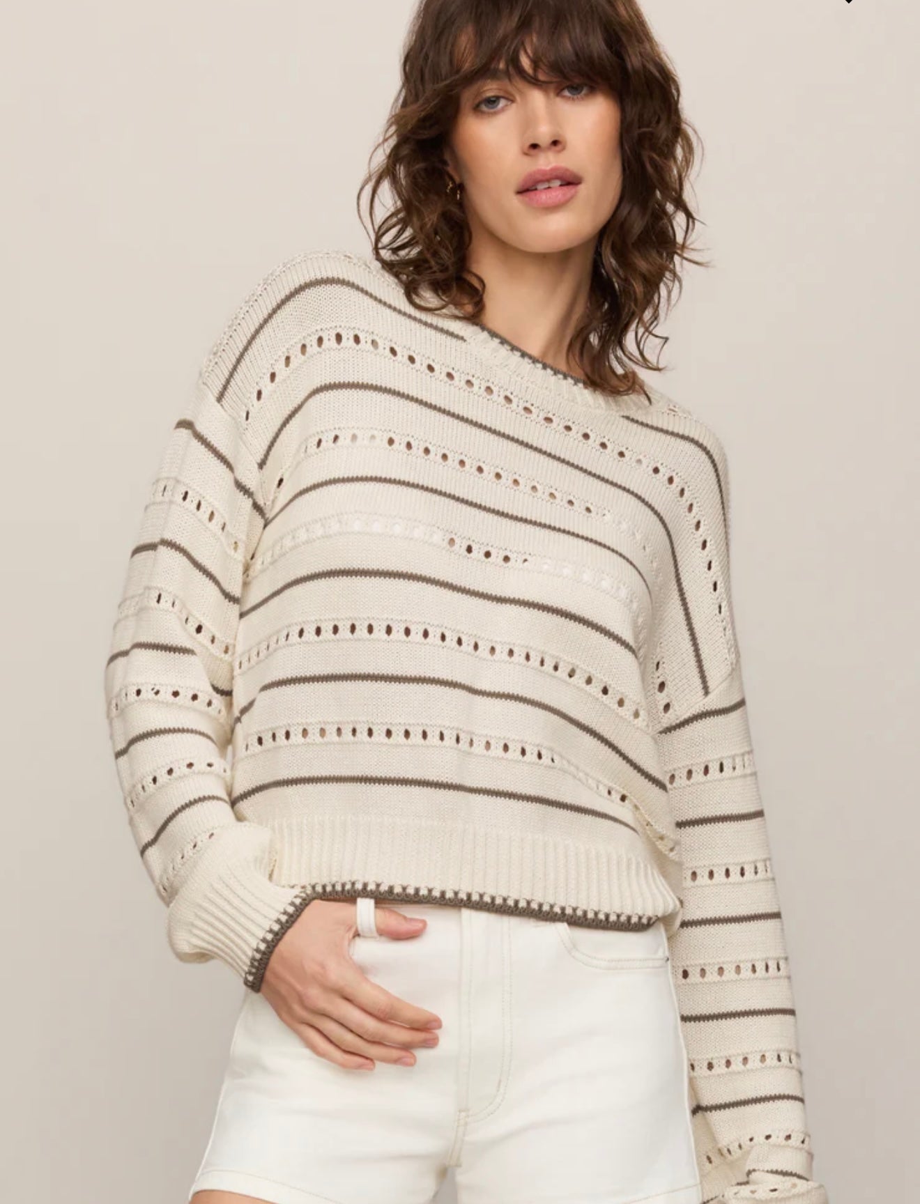 Z Supply Darby Stripe Sweater Sandstone