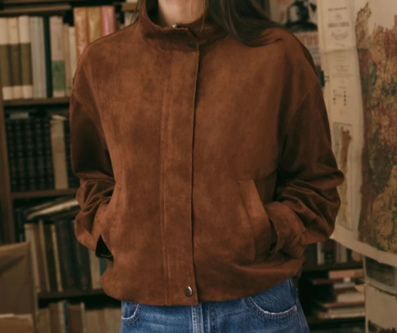 Z Supply Corin Bubble Hem Saddle Sued Jacket