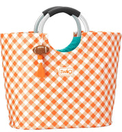 Game day orange gingham loopi tote bag