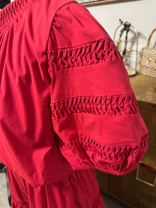Strut & Bolt Cherry Red Tiered Midi Skirt Set