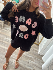 Game Day Patchwork Long Sleeve Crewneck Top