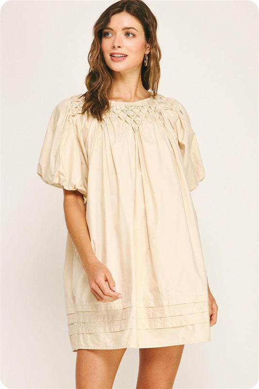 Strut bolt almond baby doll dress