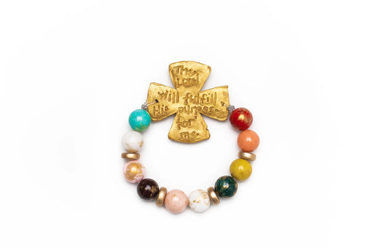 Hidden Truth Multicolored Jade with Friendship Cross Bracelet