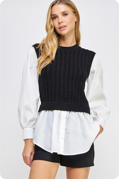 Black/White Sweater Top