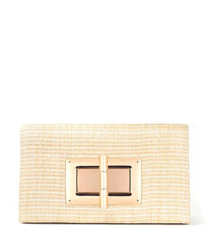 Lisi Lerch  - Gold Lillian Straw Clutch
