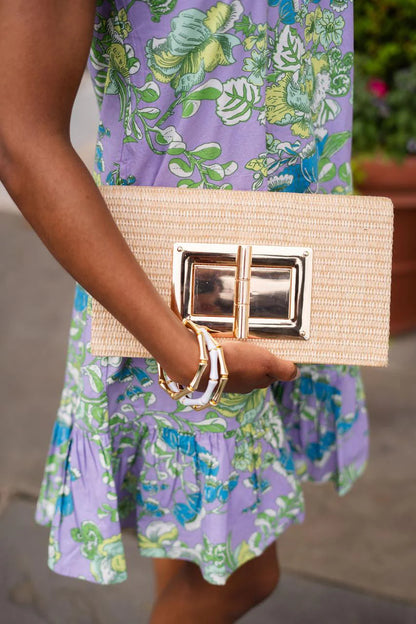 Lisi Lerch  - Gold Lillian Straw Clutch