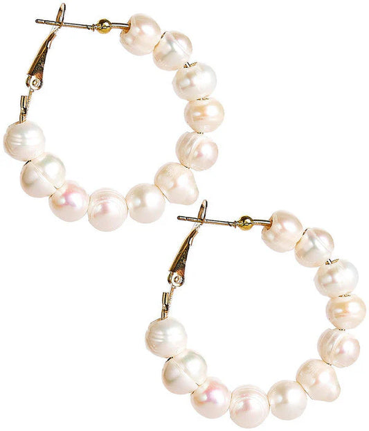Lisi Lerch- Georgia Hoop Earrings- Freshwater Pearls 10mm -
