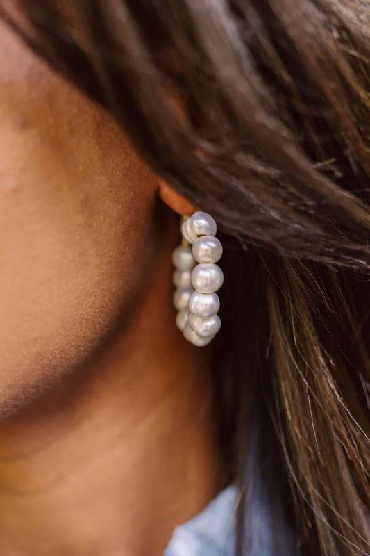 Lisi Lerch- Georgia Hoop Earrings- Freshwater Pearls 10mm -