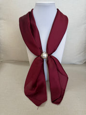 Accented Magnetic Pearl Maroon Scarf Necklace