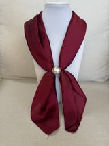 Accented Magnetic Pearl Maroon Scarf Necklace