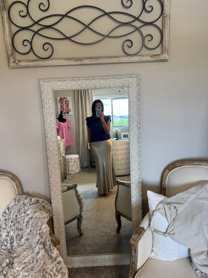 Silky Rayon Slip Midi Skirt