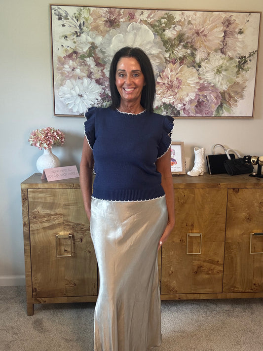 Silky Rayon Slip Midi Skirt
