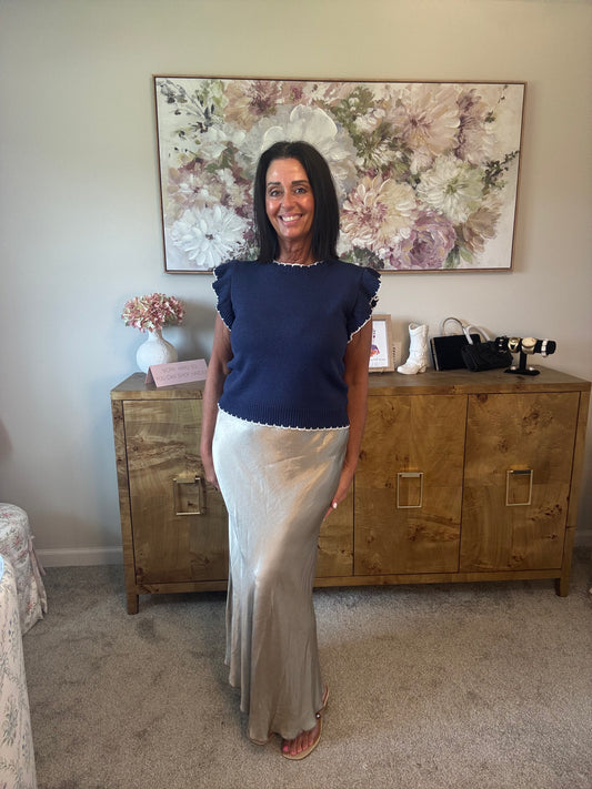 Silky Rayon Slip Midi Skirt