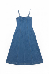 Washed denim spaghetti strap maxi dress