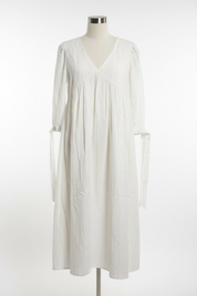 Cotton sleeve tie midi dress