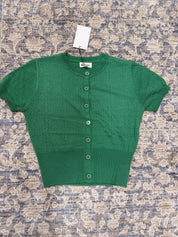 Button down lightweight sweater short sleeve