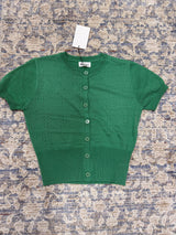 Button down lightweight sweater short sleeve