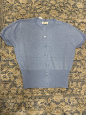 Button down lightweight sweater short sleeve