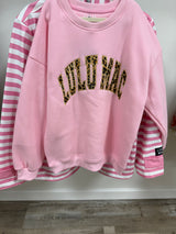 Youth pink with leopard lettering sweatshirts