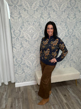 Faux Suede High Waist Wide Crop Pants