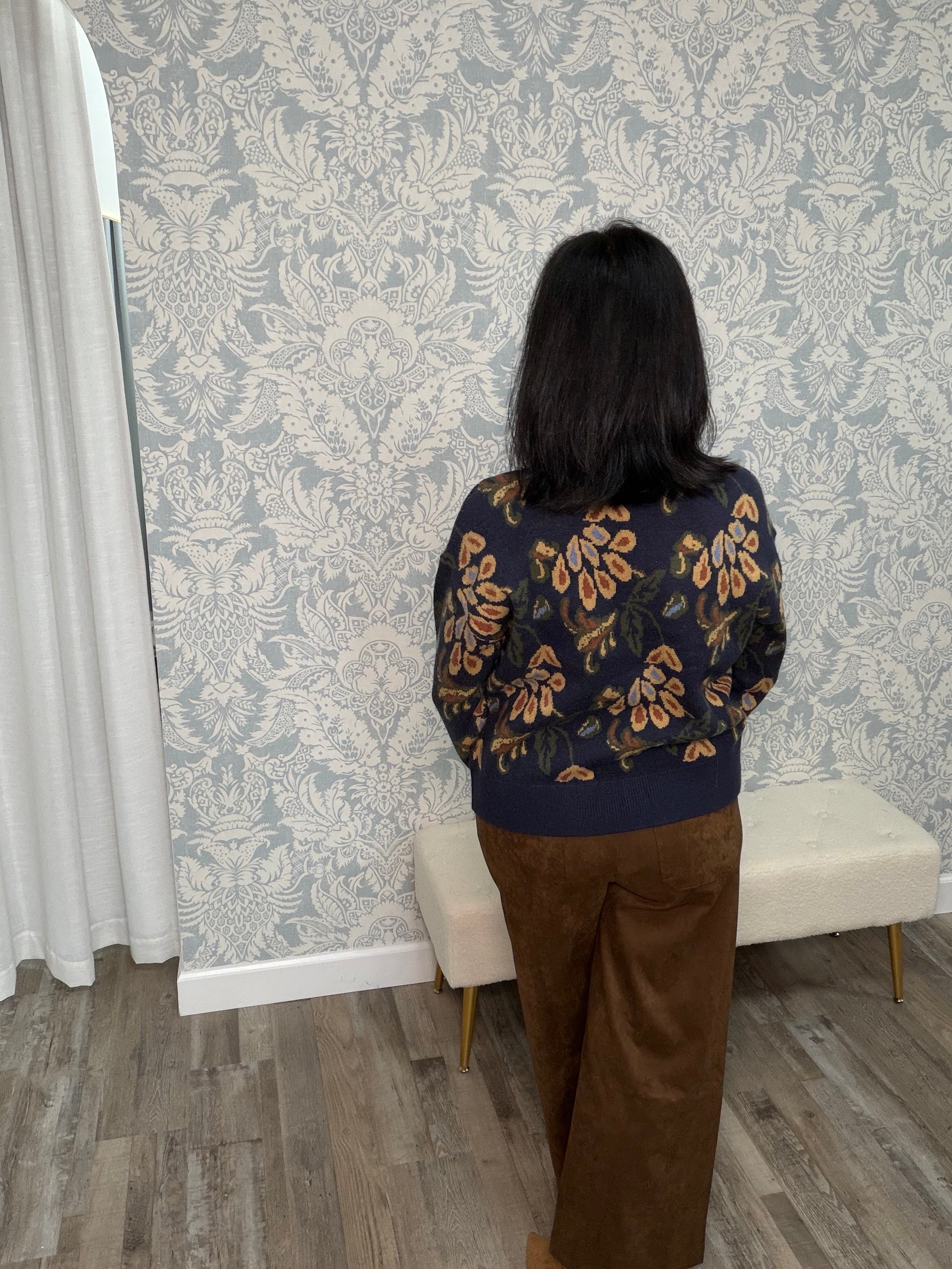 Faux Suede High Waist Wide Crop Pants