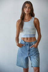 S1107 | Knit Seamless Ribbed Striped Racerback Brami