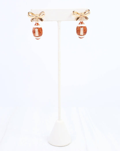 Sporty Bow Football Earring Gold
