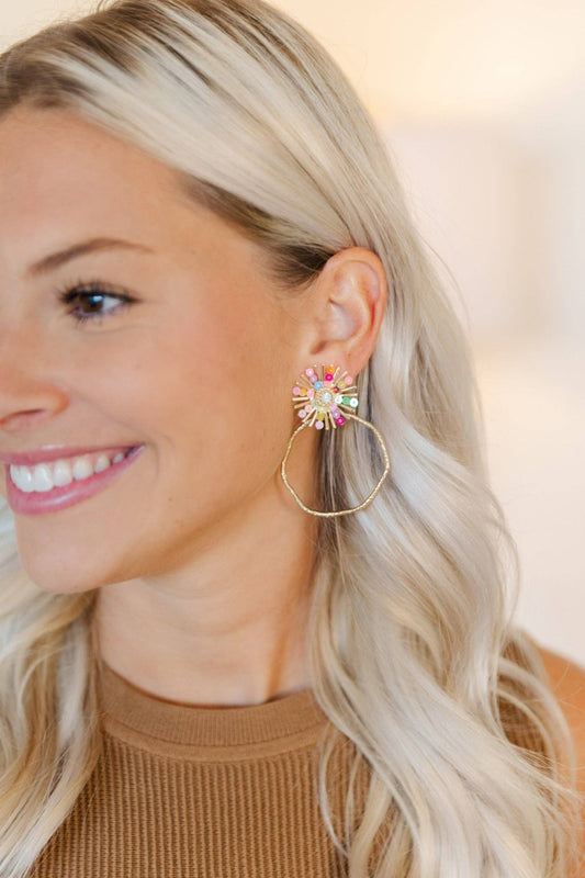 Rainbow Sequin Sunburst Hoops